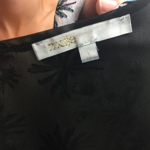 MAJE Floral Purple Wishy Print Mesh Waist Dress - Picture 6 of 8